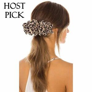 NWT Loeffler Randall leopard print ruched satin-like barrette hair clip